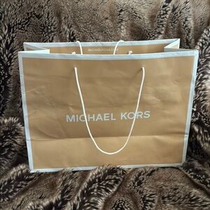 Michael Kors Tan and White Large Gift Bag